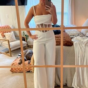 Bridal white jumper / pant suit